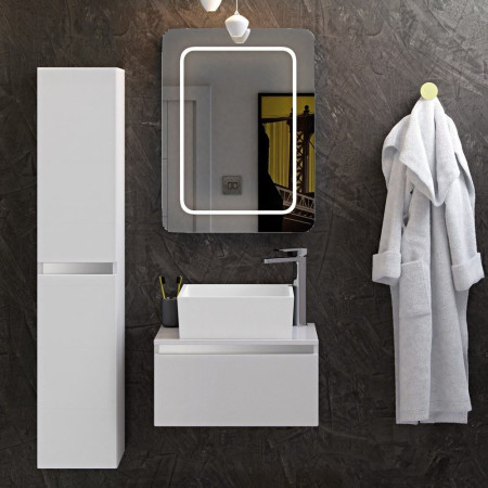 AJAX2127 Ajax Brookenby Gloss White 300mm Wall Hung Tall Storage Unit (3)