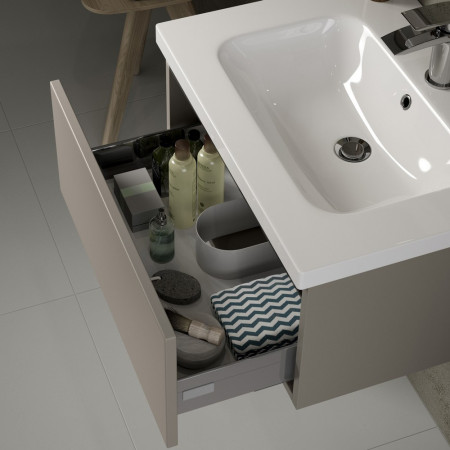 AJAX101551 Ajax Brookenby Matt Latte 815mm Wall Hung Vanity Unit with Basin Lifestyle
