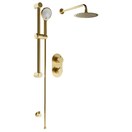 Ajax Brushed Brass Round Two Outlet Concealed Shower Pack