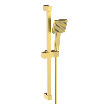 Ajax Brushed Brass Square Slider Rail Kit and Handset