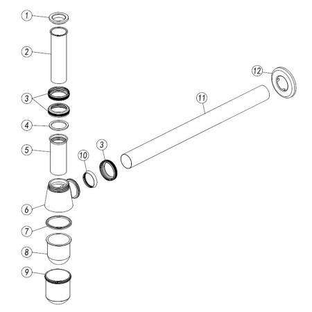AJAX108980 Ajax Brushed Bronze Universal Bottle Trap Parts Diagram