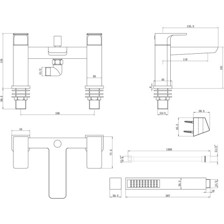 AJAX105810 Ajax Burgh Brushed Brass Bath Shower Mixer (3)