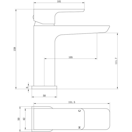 AJAX105726 Ajax Burgh Chrome Basin Mixer with Waste (4)