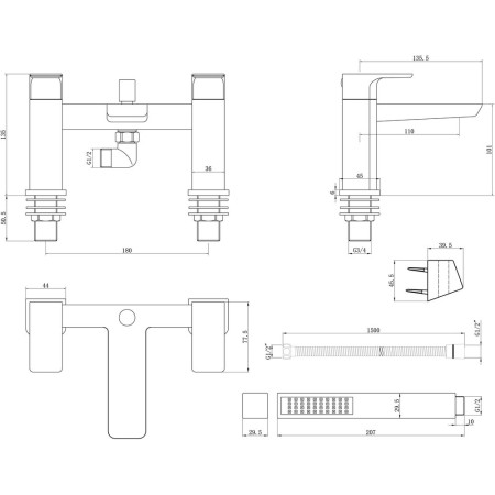 AJAX105729 Ajax Burgh Chrome Bath Shower Mixer (3)