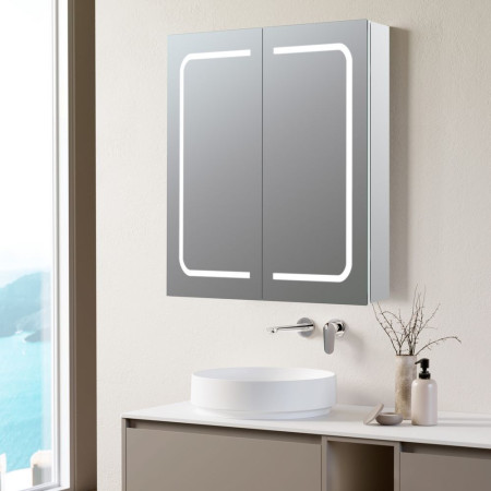 AJAX106296 Ajax Byland 600mm Double Door LED Mirror Cabinet Lifestyle