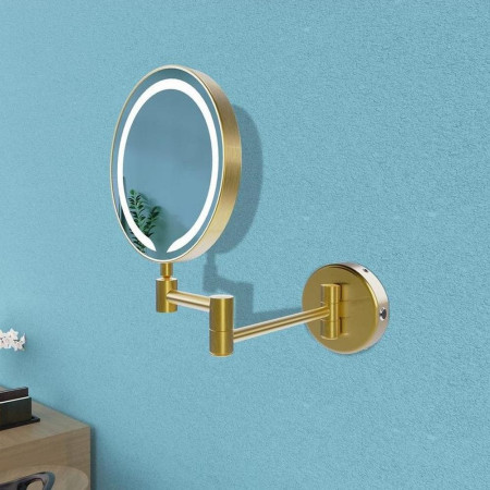 AJAX107589 Ajax Bywood Brushed Brass Rounded LED Cosmetic Mirror Lifestyle