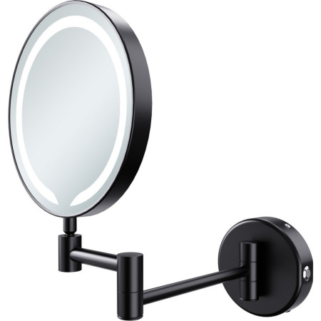 Ajax Bywood Matt Black Rounded LED Cosmetic Mirror