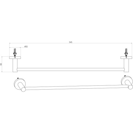 AJAX116333 Ajax Cadney Brushed Brass 550mm Single Towel Rail Dimensions