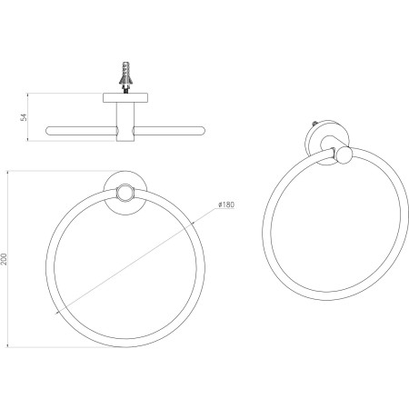 AJAX116325 Ajax Cadney Brushed Brass Towel Ring Dimensions