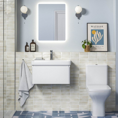 AJAX116339 Ajax Caenby 500mm Matt White Bathroom Furniture Set Lifestyle