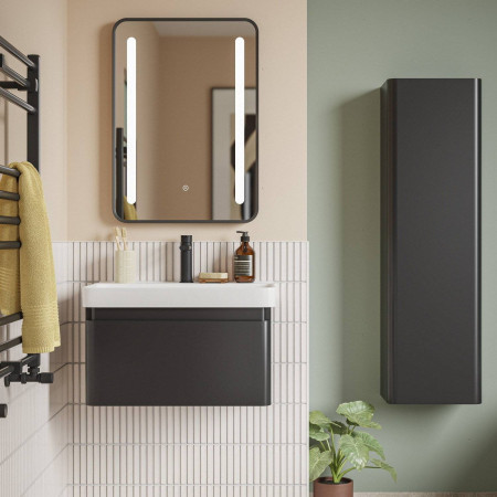 AJAX116341 Ajax Caenby 500mm Matt Black Bathroom Furniture Set Lifestyle
