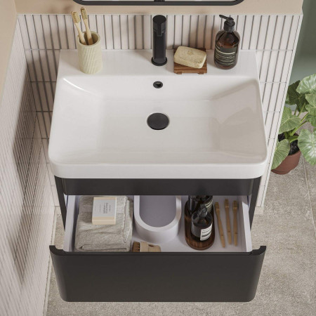 AJAX116341 Ajax Caenby 500mm Matt Black Bathroom Furniture Set Vanity Unit Design