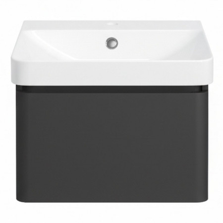 AJAX108933 Ajax Caenby 500mm Wall Hung Vanity Unit with Basin in Matt Black Front View