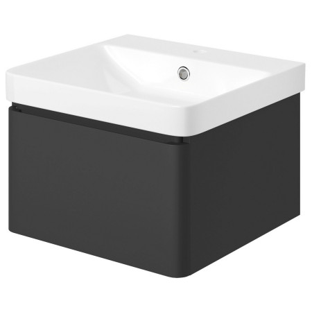 AJAX108933 Ajax Caenby 500mm Wall Hung Vanity Unit with Basin in Matt Black Side View