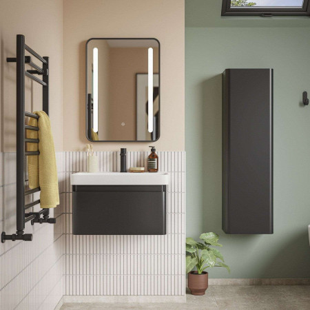 AJAX108933 Ajax Caenby 500mm Wall Hung Vanity Unit with Basin in Matt Black Lifestyle