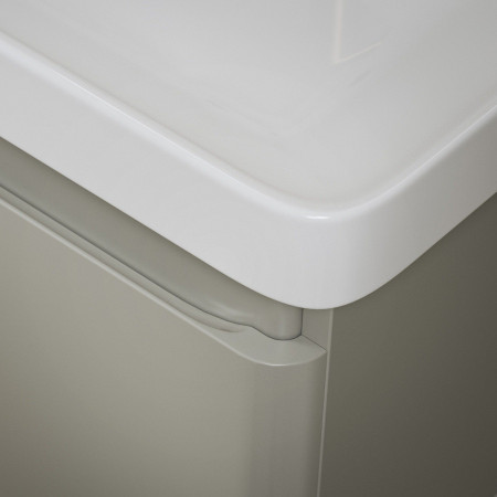 AJAX108930 Ajax Caenby 500mm Wall Hung Vanity Unit with Basin in Matt Latte Close Up