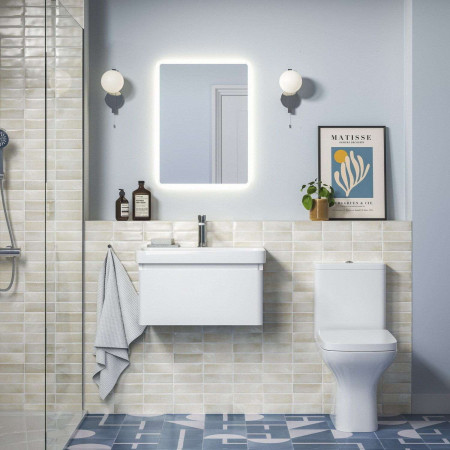 AJAX108927 Ajax Caenby 500mm Wall Hung Vanity Unit with Basin in Matt White Lifestyle