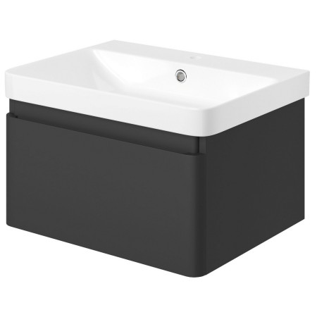 AJAX108934 Ajax Caenby 600mm Wall Hung Vanity Unit with Basin in Matt Black Side View