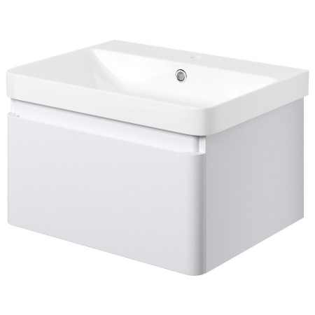 AJAX108928 Ajax Caenby 600mm Wall Hung Vanity Unit with Basin in Matt White Side View