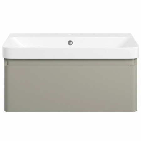 AJAX108932 Ajax Caenby 800mm Wall Hung Vanity Unit with Basin in Matt Latte Front View