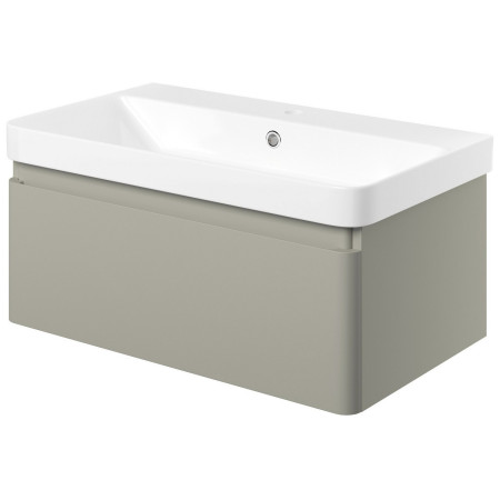 AJAX108932 Ajax Caenby 800mm Wall Hung Vanity Unit with Basin in Matt Latte Side View