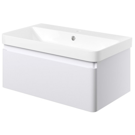 AJAX108929 Ajax Caenby 800mm Wall Hung Vanity Unit with Basin in Matt White Side View