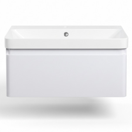 AJAX108929 Ajax Caenby 800mm Wall Hung Vanity Unit with Basin in Matt White Front View