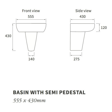 AJAX1784 Ajax Caistor 1TH Basin and Semi Pedestal Line Drawing