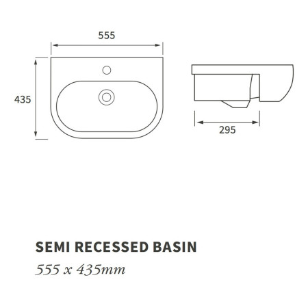 AJAX1782 Ajax Caistor 1TH Semi Recessed Basin Line Drawing