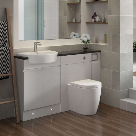 AJAX117078 Ajax Caistor Rimless Swirlux Short Projection Back to Wall WC with Seat Lifestyle