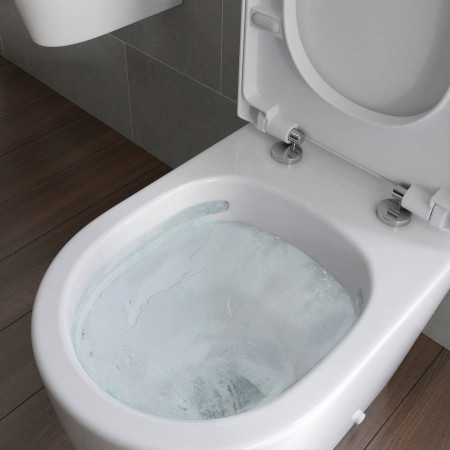 AJAX117077 Ajax Caistor Rimless Swirlux Short Projection Close Coupled WC with Seat Close Up