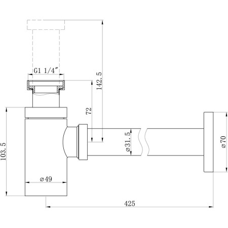 AJAX105822 Ajax Chrome Modern Rounded Bottle Trap Line Drawing