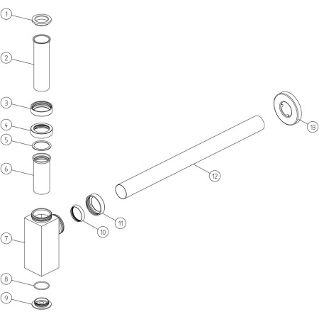AJAX105681 Ajax Chrome Modern Squared Bottle Trap Parts Diagram