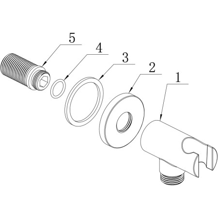 AJAX105874 Ajax Chrome Round Handset Wall Bracket with Outlet Parts Diagram