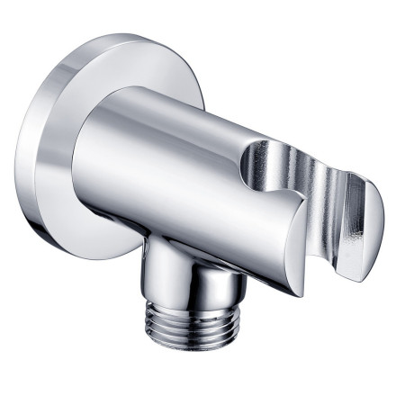 Ajax Chrome Round Handset Wall Bracket with Outlet