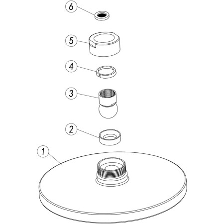 AJAX105858 Ajax Chrome Rounded 200mm ABS Fixed Showerhead Parts Diagram