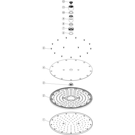 AJAX105867 Ajax Chrome Rounded 200mm Brass Fixed Showerhead Parts Diagram