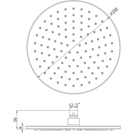 AJAX105868 Ajax Chrome Rounded 250mm Brass Fixed Showerhead (3)