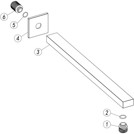 AJAX105872 Ajax Hedon Chrome Square 350mm Wall Mounted Shower Arm Parts Diagram