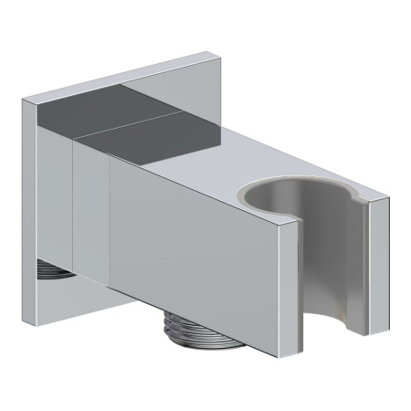 Ajax Chrome Square Handset Wall Bracket with Outlet