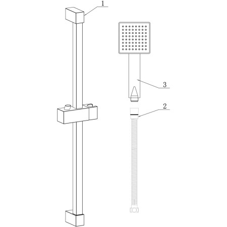 AJAX105857 Ajax Hedon Chrome Square Slider Rail Kit and Handset Parts Diagram