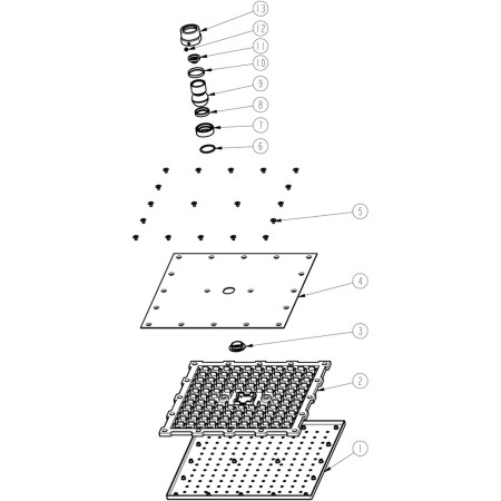 AJAX105590 Ajax Hedon Chrome Squared 200mm Brass Fixed Shower Head Parts Diagram