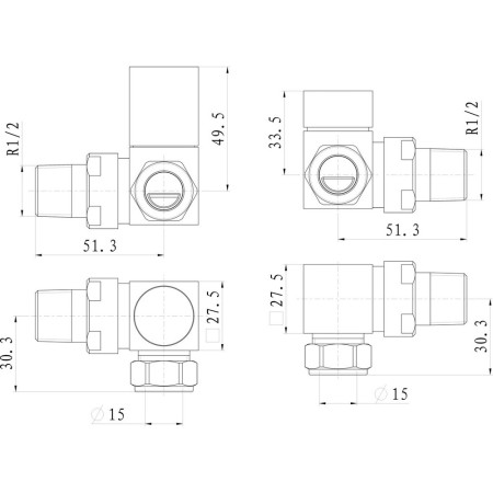 AJAX103020 Ajax Chrome Squared Corner Radiator Valves (2)