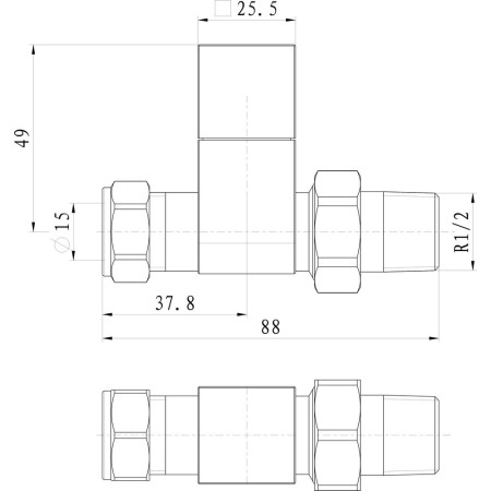 AJAX103018 Ajax Chrome Squared Straight Radiator Valves (2)
