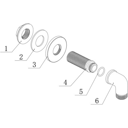 AJAX105884 Ajax Chrome Traditional Wall Outlet Elbow Parts Diagram