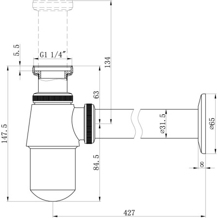 AJAX105685 Ajax Chrome Universal Bottle Trap Line Drawing
