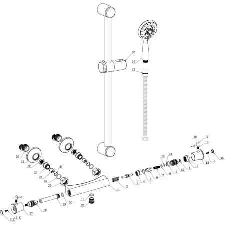 AJAX105828 Ajax Croxby Low Pressure Chrome Thermostatic Bar Mixer Shower (2)