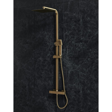Ajax Cubic Brushed Brass Thermostatic Shower