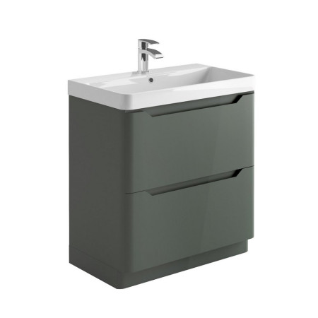 CURVEFURN025/EVE012 Ajax Curve 800mm Vanity Unit in Anthracite with Basin