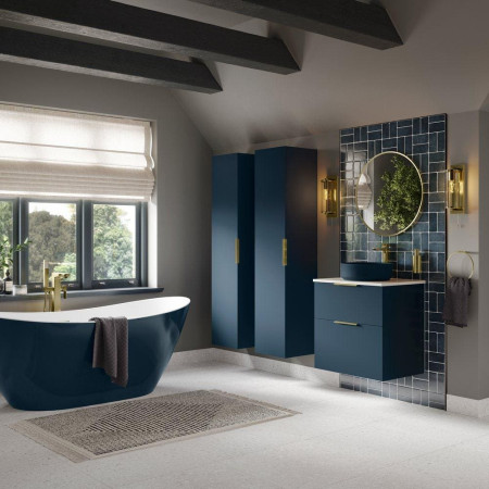 AJAX105586 Ajax Dunholme 1700 x 780mm Matt Blue Freestanding Bath Bathroom Setting